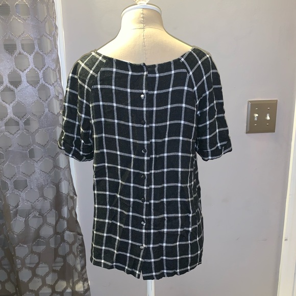 Promod plaid sweater top with buttons size 8 - Picture 4 of 8